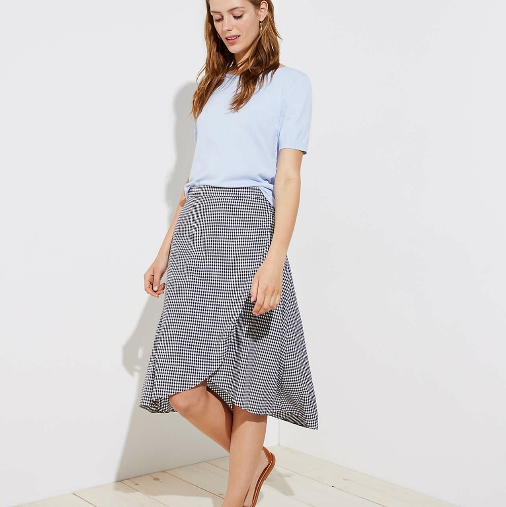 Loft gingham skirt size 2P NWT